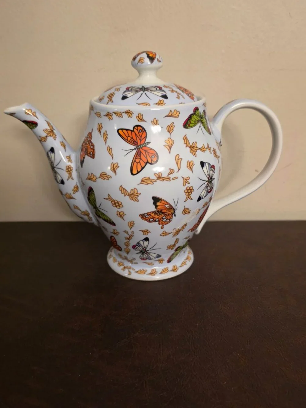 Teapot Formalities Baum Brothers Butterfly Collection White Porcelain